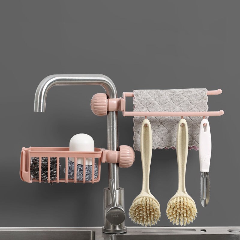 Küche Wasserhahn Waschbecken Korb Gestell Ablauf Schwamm Halfter Regal Organizer Schlecht Trocknen Hängen Gestell Zubehör Für Reinigung Tuch