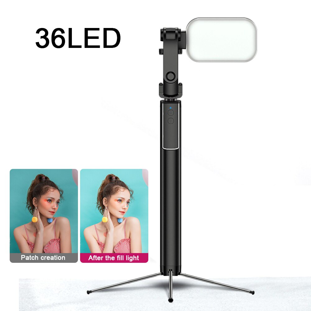 Trådløs bluetooth selfie pinne fylle lys til iphone / android / huawei sammenleggbar håndholdt monopod lukker fjernkontroll utvidbart stativ: Profesjonell