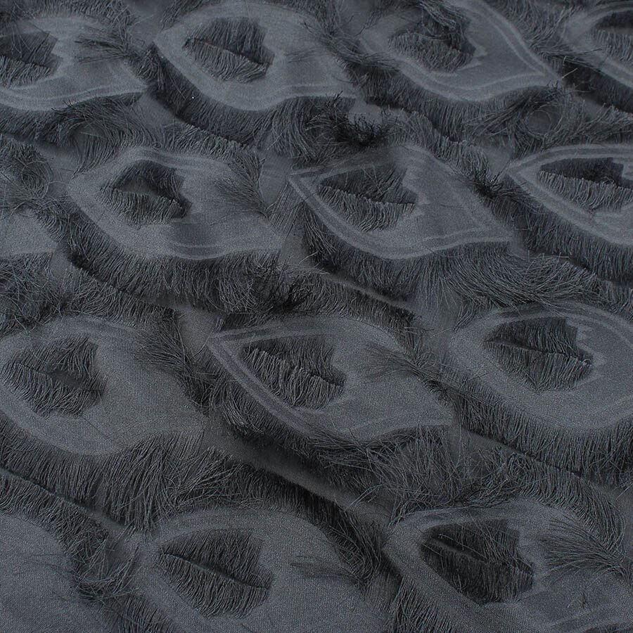 3D Ogen Tassel Fringe Chiffon Stof Jurk Maken stof 150 cm breed door Yard: Black