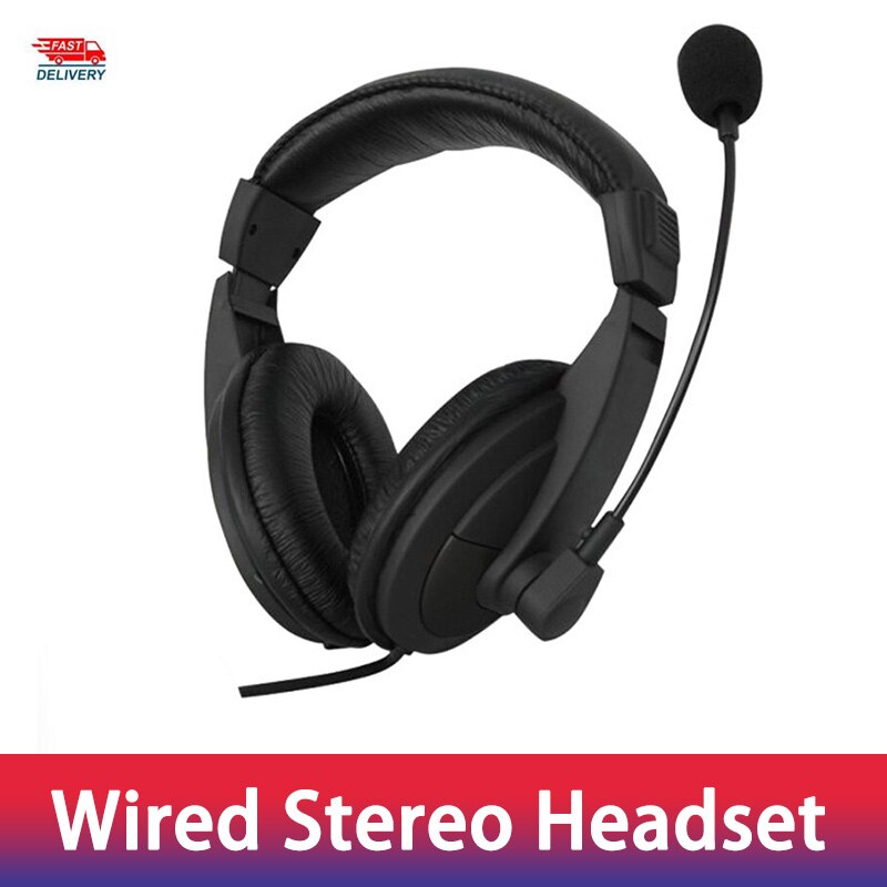 Wired Stereo Headset 3.5Mm Noise Cancelling Oortelefoon Met Microfoon Verstelbare Hoofdband Voor Computer Laptop Desktop