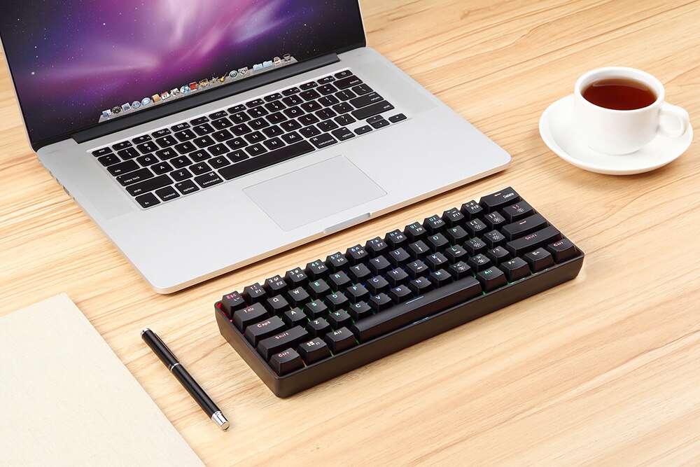 2.4G Wireless Wired Gaming Mechanical Keyboard Russian English With backlit 61 keys Blue Switch RGB Color For Desktop Computer