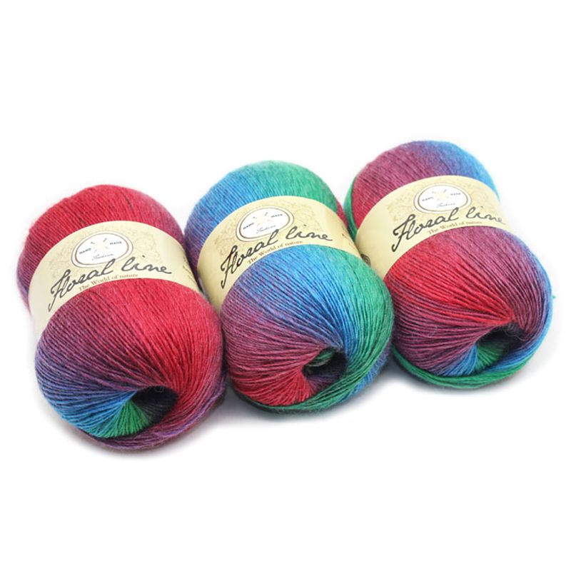Soft Worsted Yarn Rainbow Gradient Colors DIY Baby Knitting Wool Shawl Scarf Crochet Thread Supplies: 18