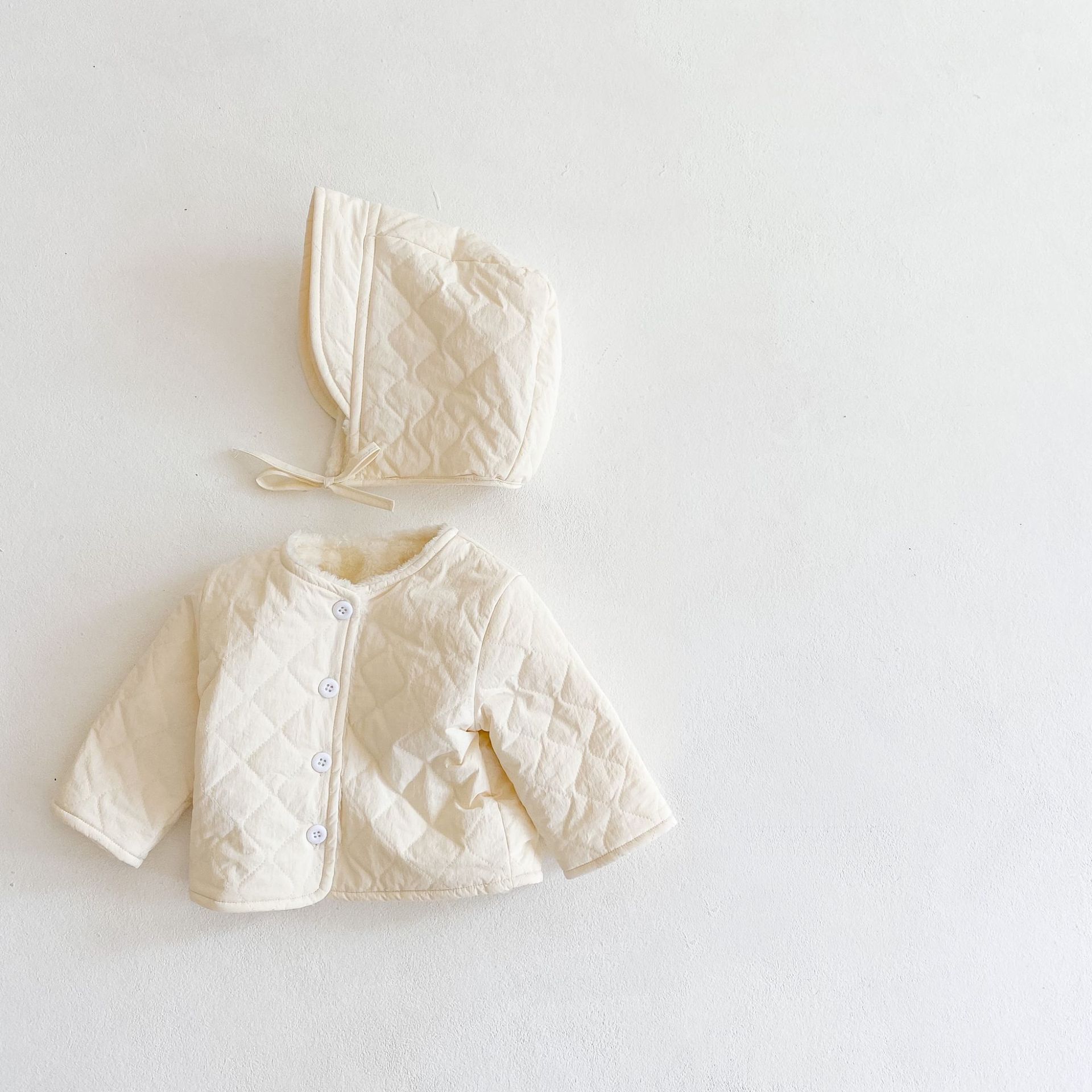 Winter Baby Meisjes En Jongens Effen Kleur Dikker Jas Krijgen Hoed Gratis: White / 73(6-12m)