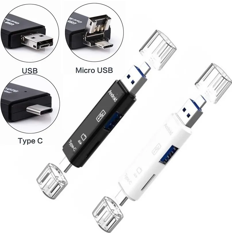 Nowy wielofunkcyjny czytnik kart pamięci USB 2.0 typu C USB Micro USB SD TF 5 w 1 dla komputerów z systemem Android Adapter OTG typu C