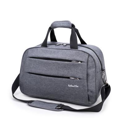 Large Capacity Men travel bag Nylon waterproof travel luggage bag outdoor shoulder Duffle bag leisure sports package: Gray-S