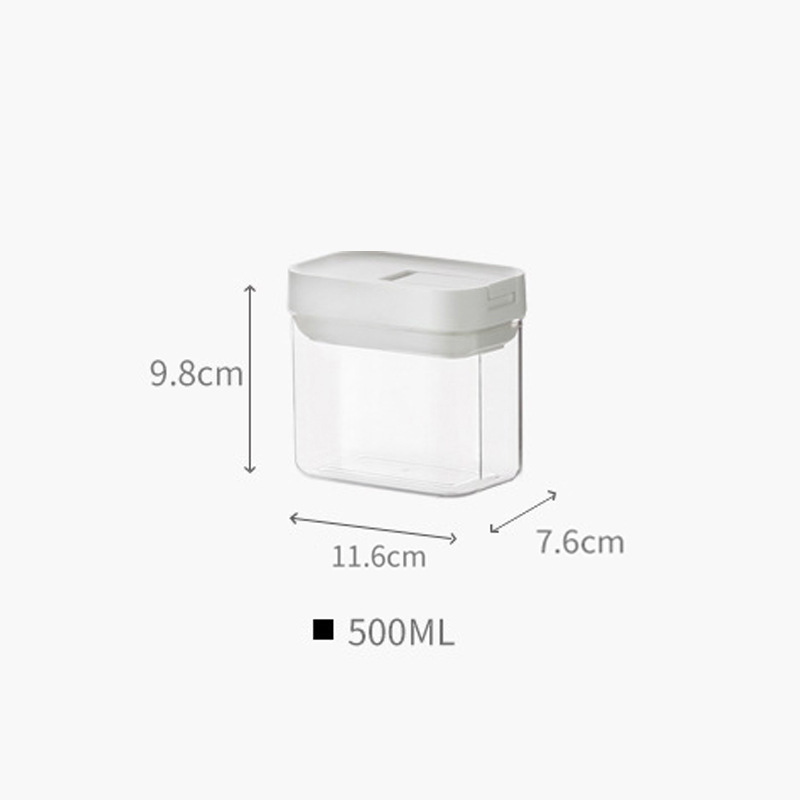 Kitchen Transparent Food Storage Box Sealed Dust Keep Fresh Storage Jar Containers Refrigerator Noodles Grain Food Organization: round-500ml