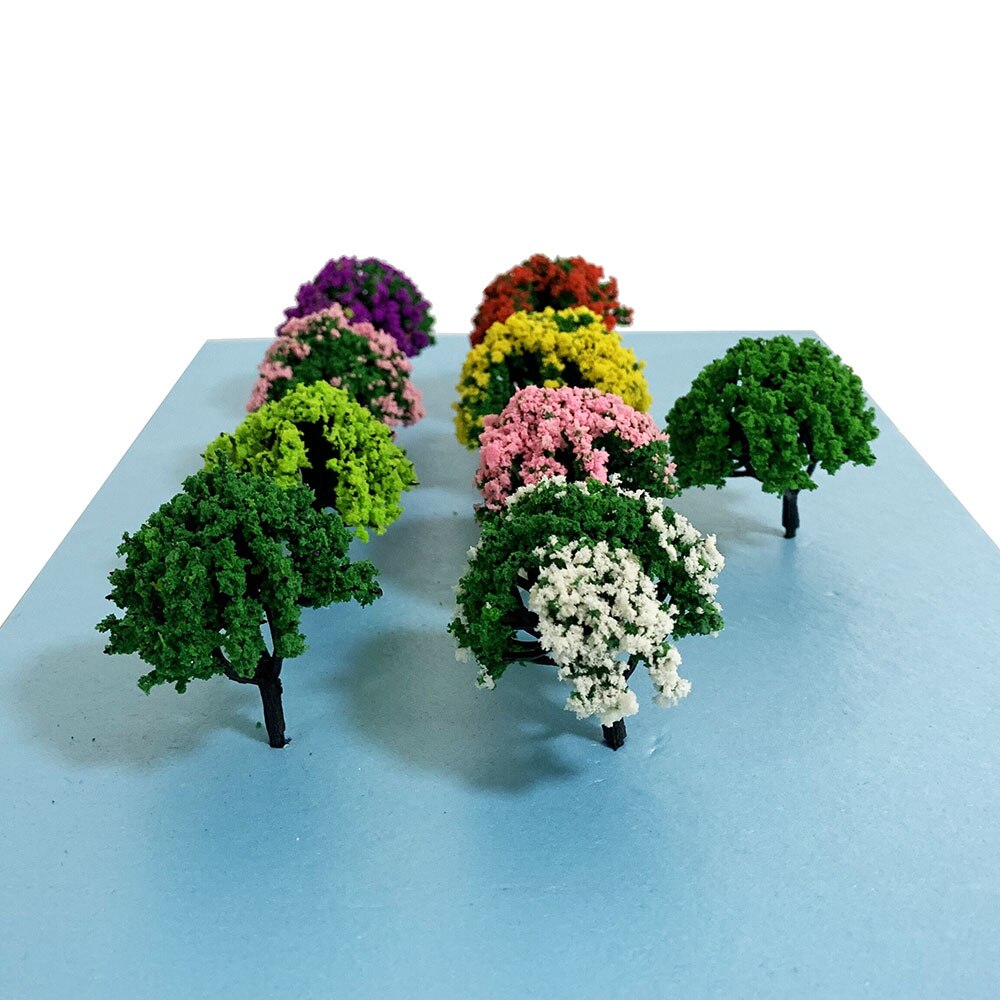 9PCS 50mm Shrub Trees Model Trees 1/87 HO Scale Model(Flower)Trees Miniature Landscape Model Train Railway Layout Scenery