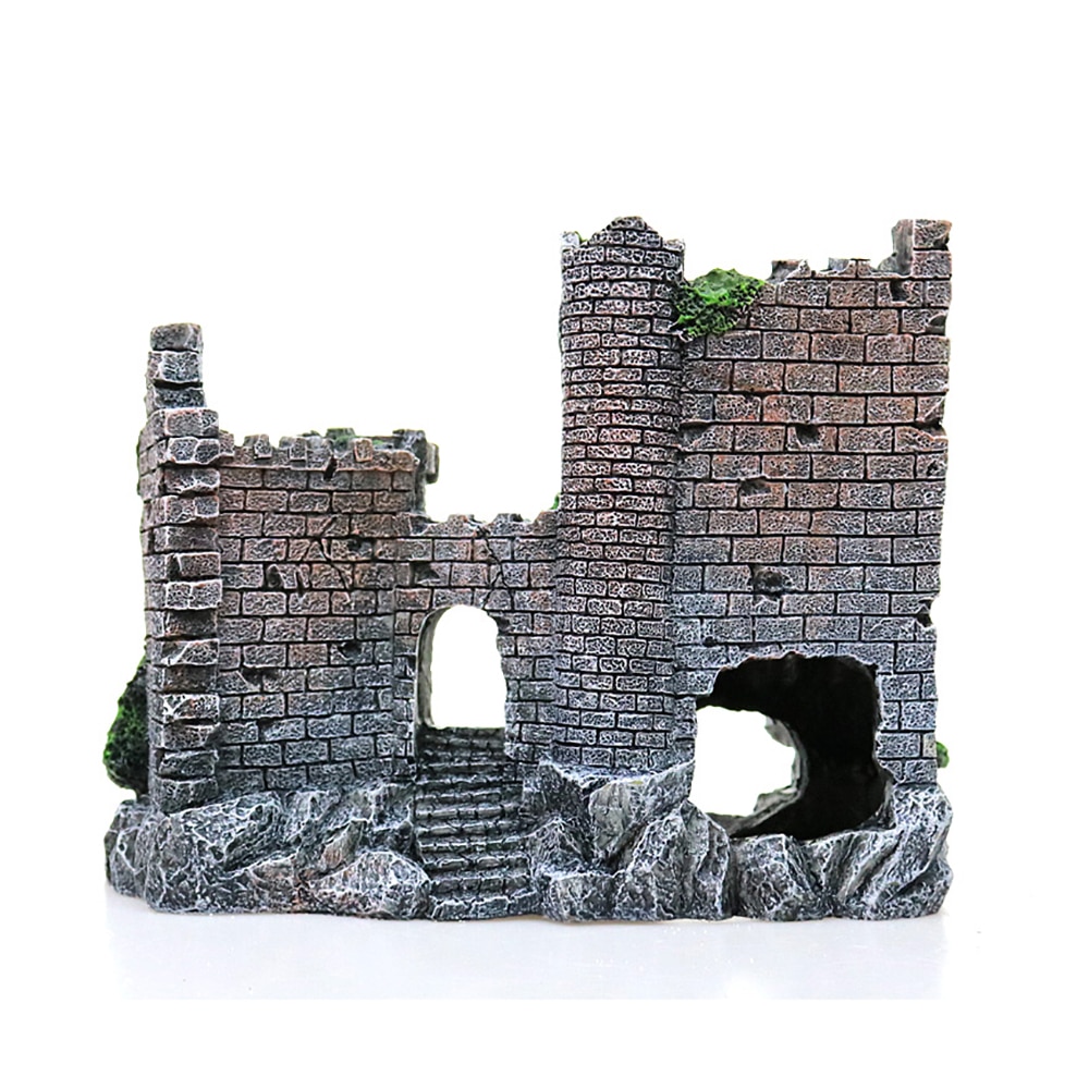 Pecera Castillo antiguo decoraciones de acuario Castillo de decoración paisajismo acuático ornamento roca para acuarios cueva decoración con edificios