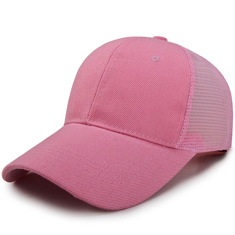 Men's Adjustable Mesh Back Cap Black Mesh Back Trucker Cap Snapback Hat: Pink-Mesh