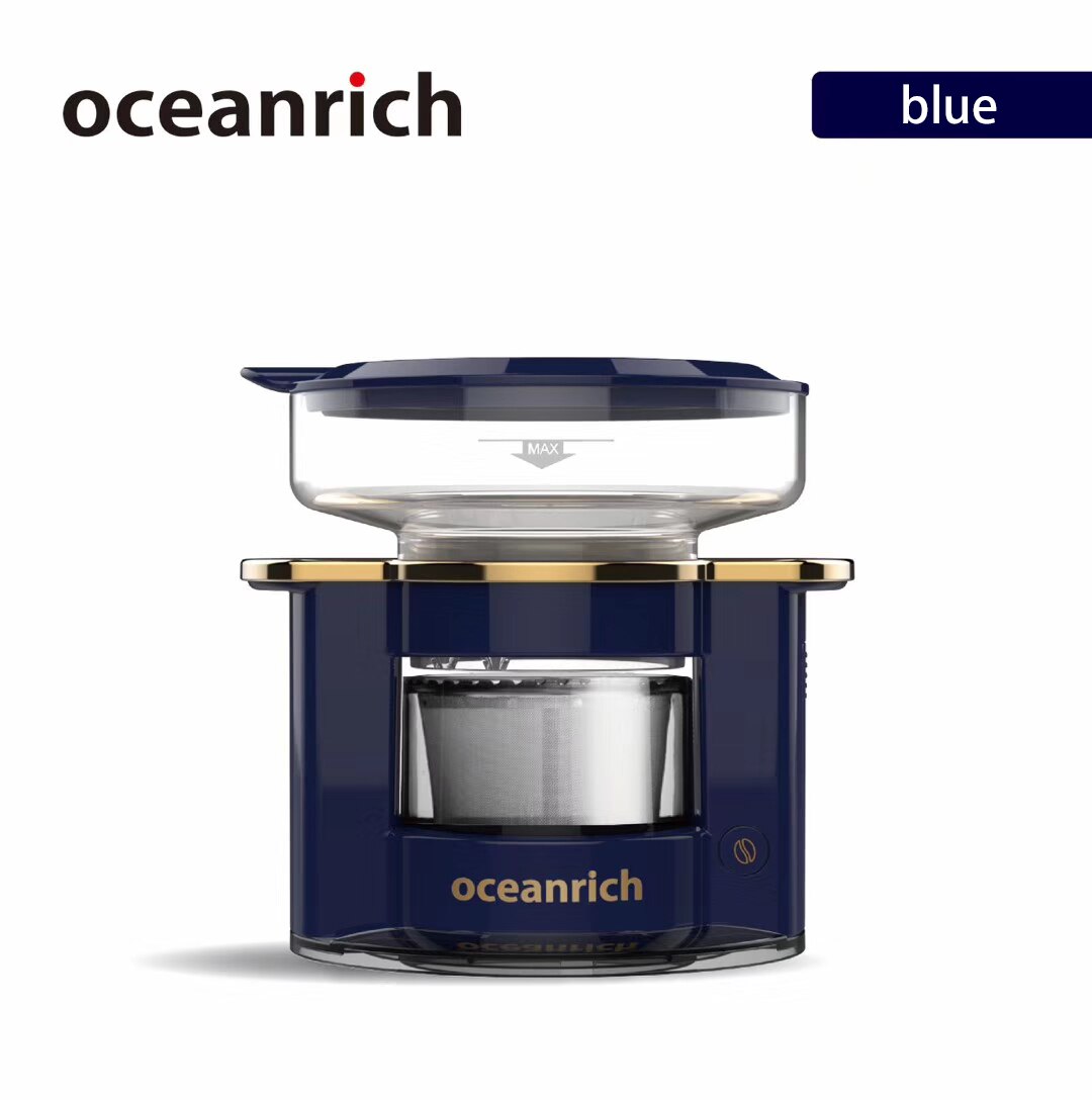 OCEANRICH S2 Automatic Single Serve Pour-over Portable Coffee Maker Coffee Dripper Reuseable Stainless Steel Coffee Pot Machine: blue