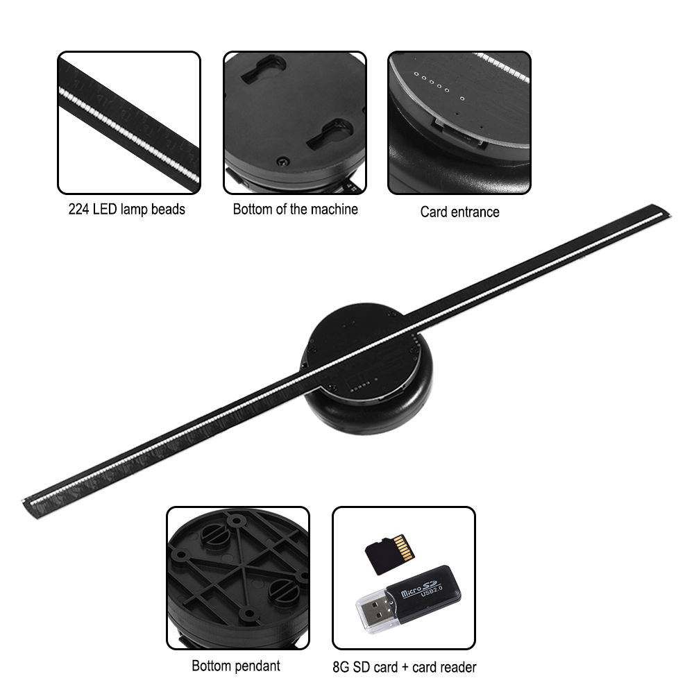 3D Fan Hologram Projector Wall-mounted Wifi LED Sign Holographic Lamp Player Remote Advertising Display Support Images Video