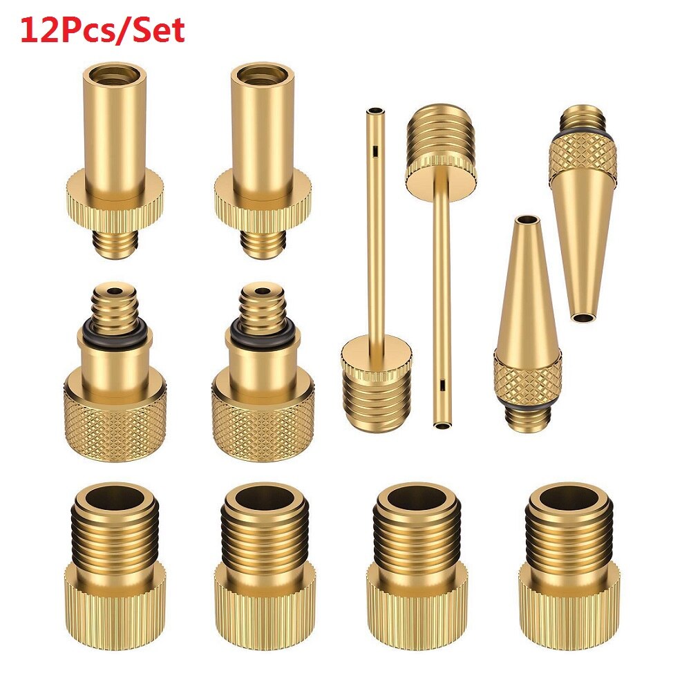 Fiets Valve Adapter Set Sv Av Dv Fiets Pomp Naalden Adapter Fiets Tire Inflator Luchtpomp Compressor Fiets Valve Converter: 12pcs set