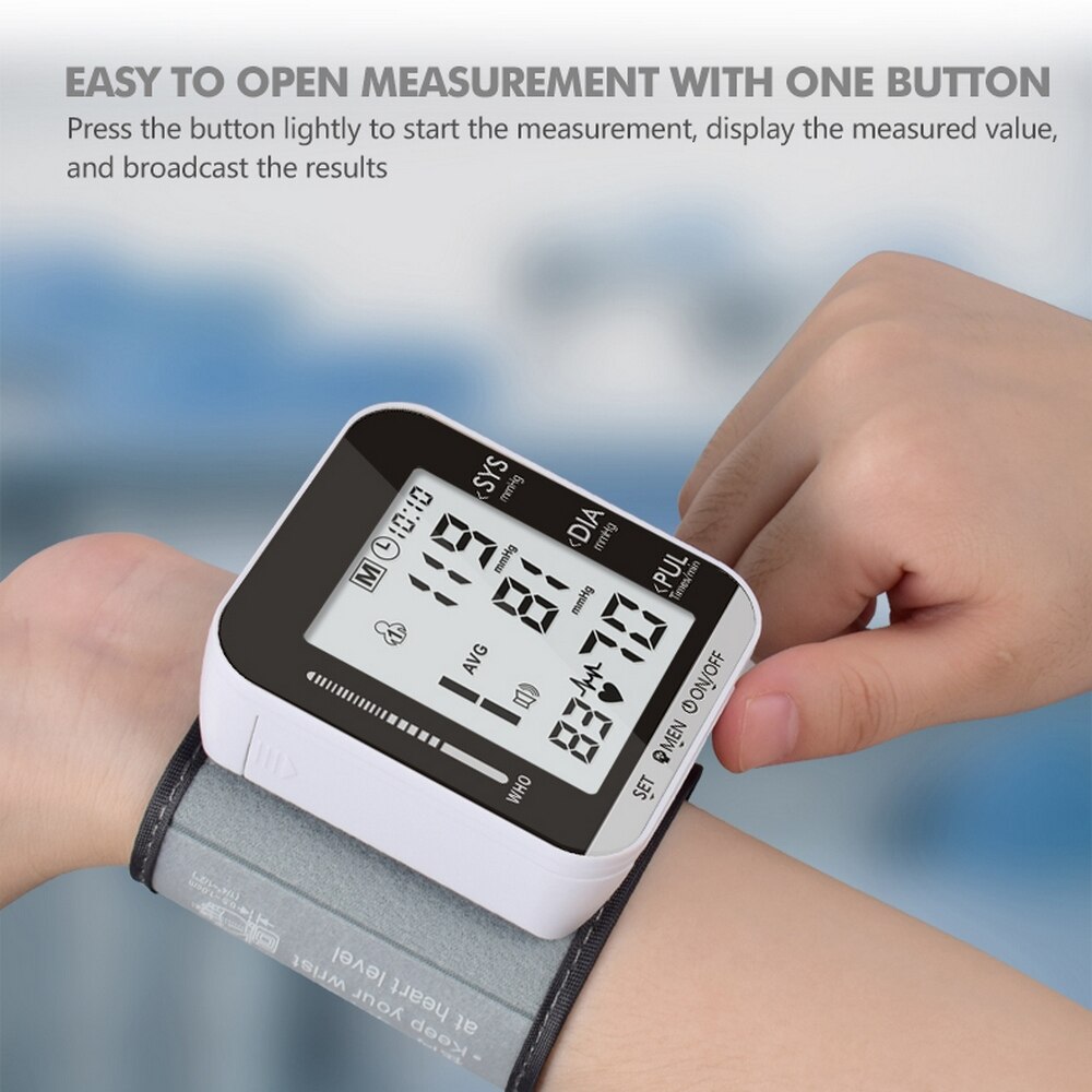 Sndway automatisk digitalt håndleds blodtryksmåler engelsk elektrisk tonometer blodtryksmåler pr oximeter ældre sund pleje
