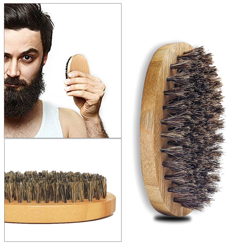 1 stk mænd skæg børste naturlig ornebørste barbering kam ansigtsmassage håndlavet gul overskæg børste skønhedspleje