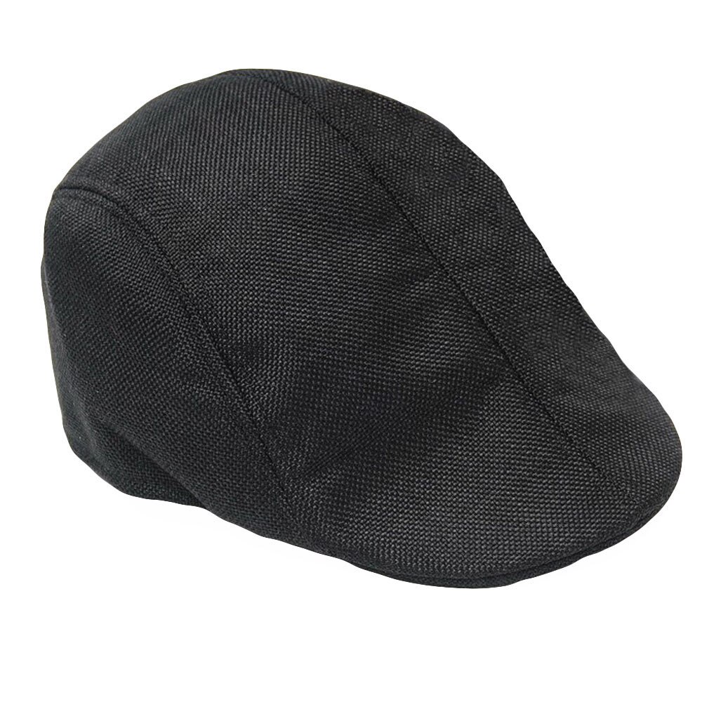 Autumn Winter Men Adjustable Beret Caps Outdoor Sun protect Breathable Bone Brim Hats Womens Mens Solid Flat Berets Cap Hat: Black