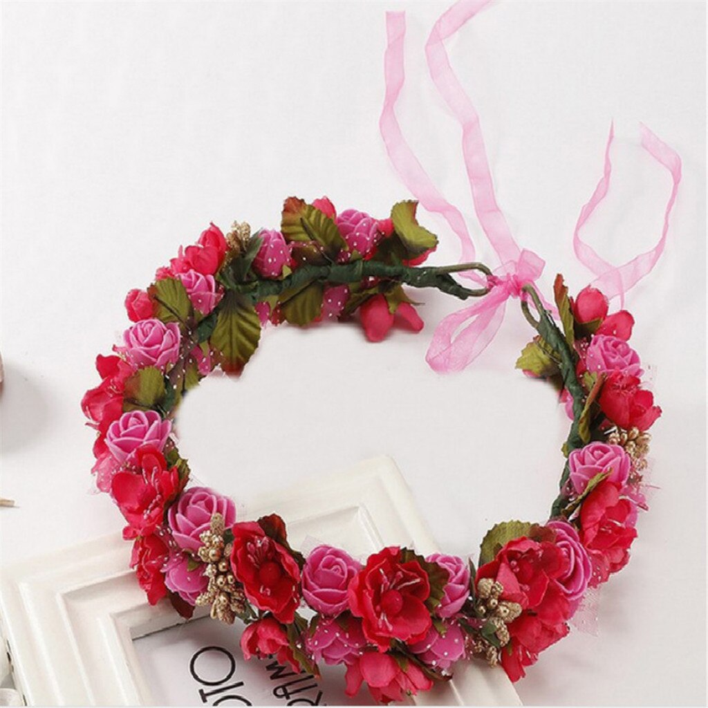 Ladies Bridal Flower Hair Circle Wedding Accessories Red Rose Hairpin Hair Jewelry weddings accessoire Bruids hoofddeksels