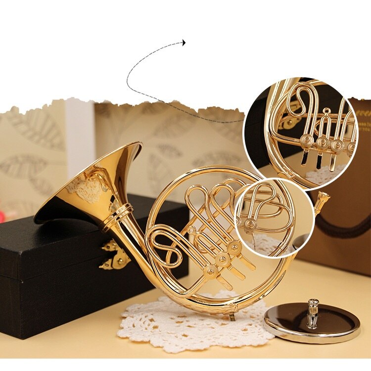 Mini Franse Hoorn Model Muziekinstrument Miniatuur Bureau Decor Display Muziekinstrument Kerstcadeau