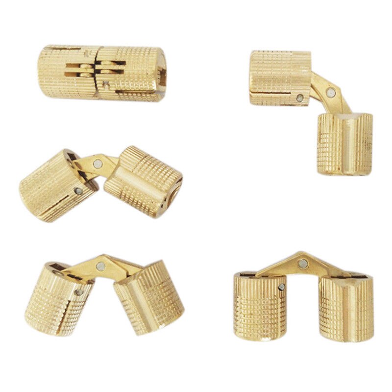 1/4pcs 8-18mm Copper Barrel Hinges Cylindrical Hidden Cabinet Concealed Invisible Brass Hinges Mount Door Furniture Hardware
