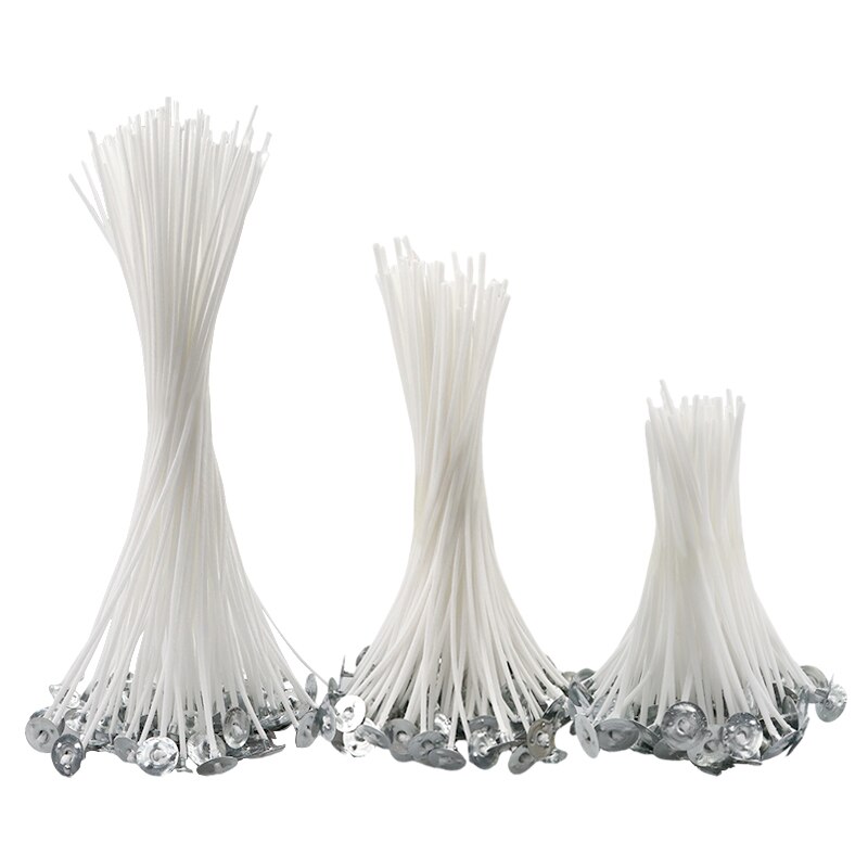 Mechas de algodón con núcleo de algodón puro, mechas preenceradas de cera sin humo, suministros para fiestas, 50-100 piezas, 2,5-20cm