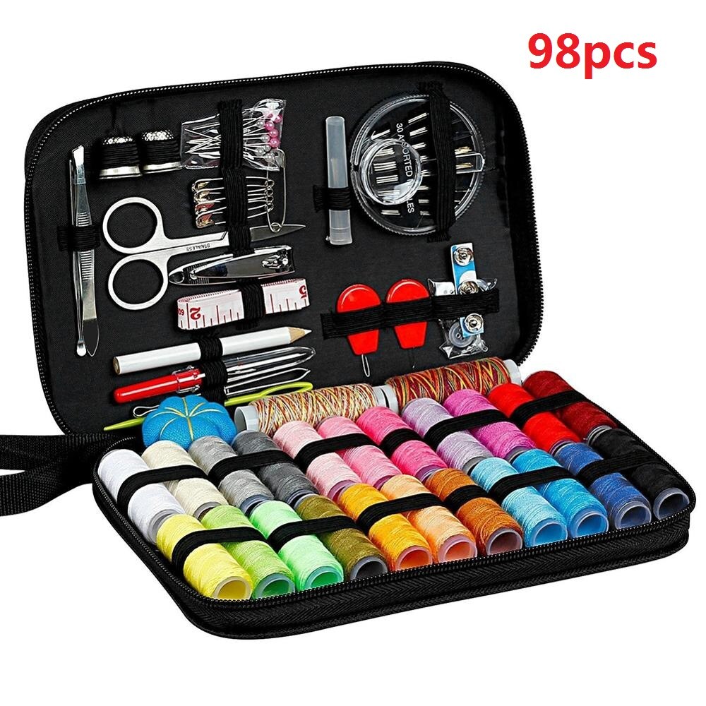 Sewing Kit Box DIY Sewing Thread Needles Kits Set Hand Stitching Knitting Tools Craft Thread Sewing Accessories 70/90/97/98pcs: 98pcs