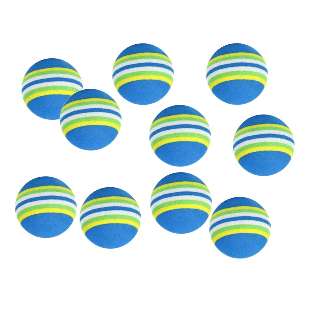 Pelotas de entrenamiento de goma EVA para principiantes, pelota suave de 42mm con rayas de arcoíris, palo de Golf, 10 piezas