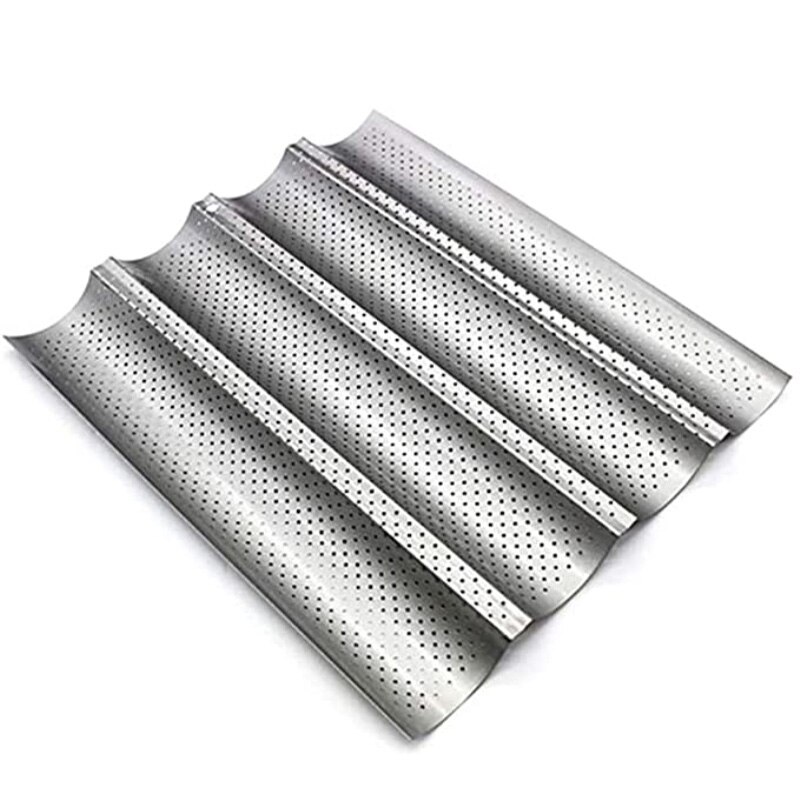 Non-stick Carbon Steel 4 Groove 2 Groove Wave French Bread Baking Tray For Baguette Bake Mold Pan Long Baguette Mold Home Baking: 03