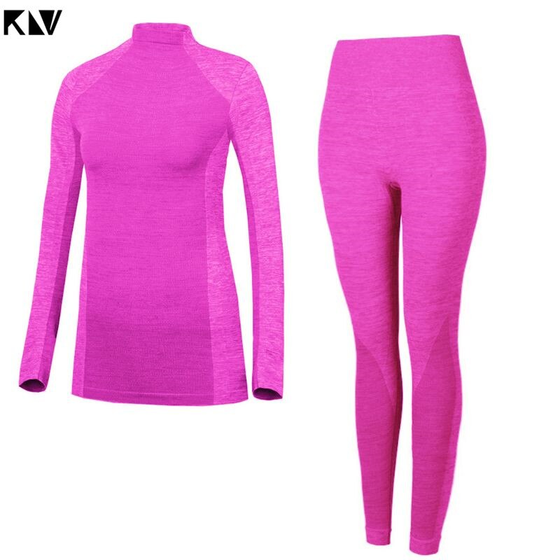 KLV Brand Winter Thermal Underwear Women Sportwear Elastic Breathable Female Casual Warm Long Johns Set: Reseo / M