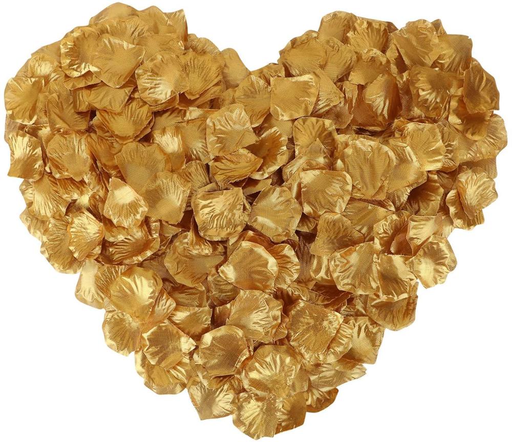 Pétalos de rosa de 1000 Uds., pétalo de seda roja, flor para boda, decoración para de noche romántica y decoración para eventos y fiestas de San Valentín: 1000pcs gold