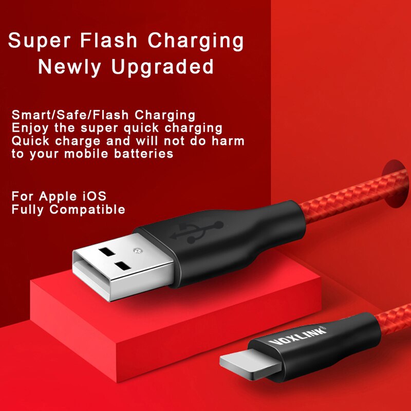 VOXLINK nylonowy kabel USB pleciony dla iphone X XS XR szybka synchronizacja ładowania kabel USB robić transmisji danych dla iphone xs max 8 8plus 7 6 6s ipad mini