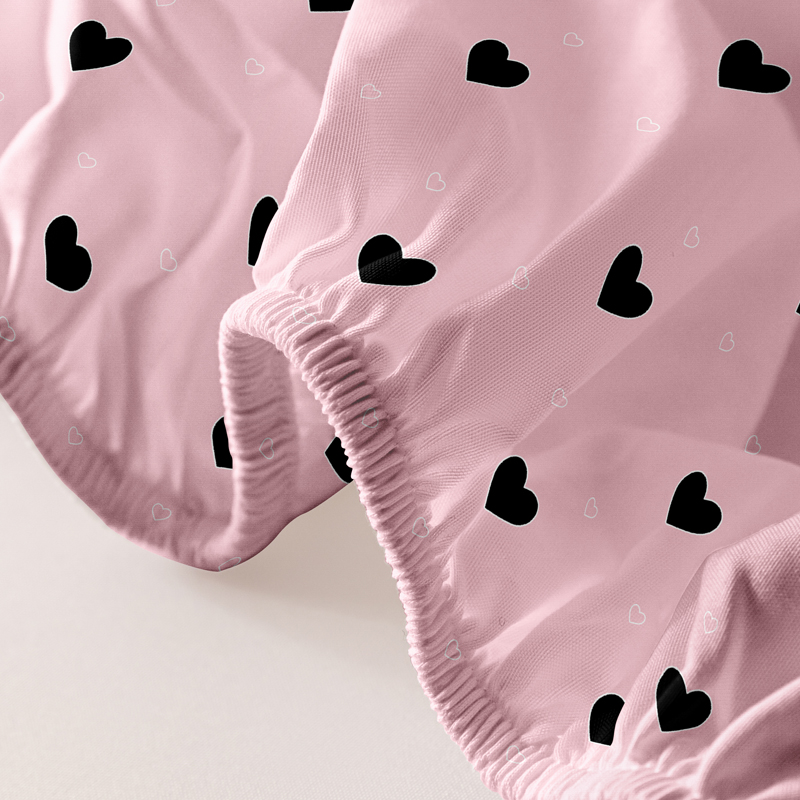 1 Simple modern Heart-Shaped geometry printed matte Fitted Sheet, bedroom printed bed cover, bedding (excluding pillowcases)