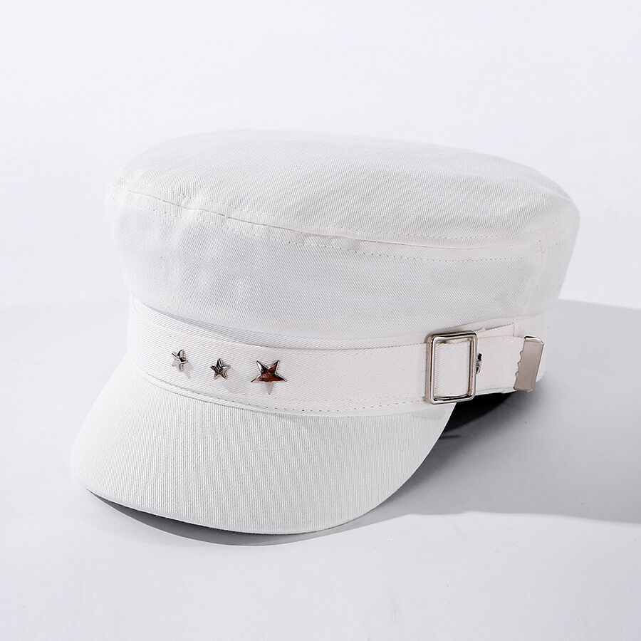 Gorras planas de color azul marino para mujer, gorras de sol fáciles de combinar con remaches, cómodas gorras casuales Retro de pintor, gorras de primavera y otoño para mujer