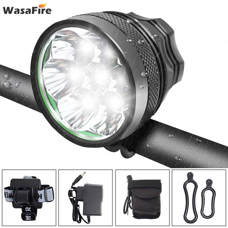 Wasafire 10000 Lumen Fiets Licht 7 * Xml T6 Fiets Koplamp Fietsen Led Mtb Bike Front Light + Oplaadbare 18650 batterij