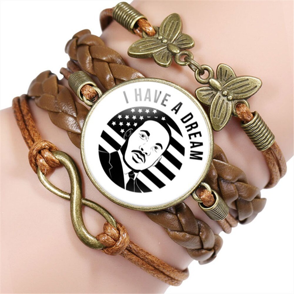 DIY Handmade Supplies I Have A Dream Hand-woven Ladies Heart-shaped Leather Love Bracelet Men's Bracelet