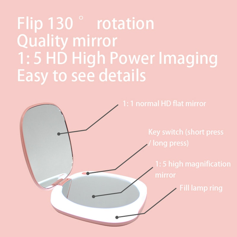 Mobiele Telefoon Houder Verlichte Make-Up Spiegel Licht Mini Ronde Draagbare Led Make Up Spiegel Sensing Usb Oplaadbare Make-Up Spiegel