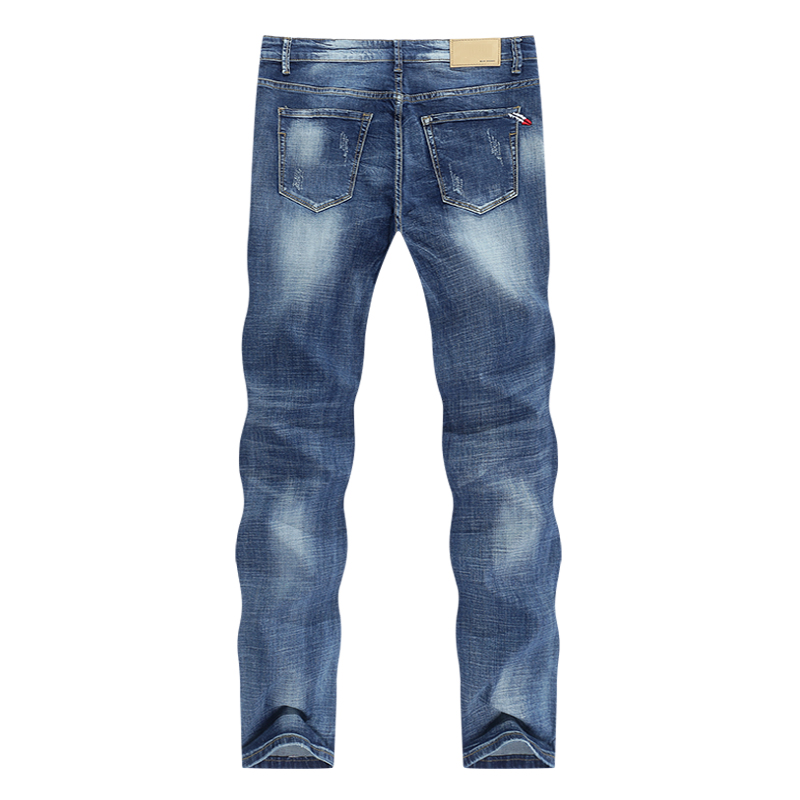 Jeans herre lyseblå stretch slim straight regular fit casual jeans mandlige denimbukser mandlige lange bukser top plus størrelse 40