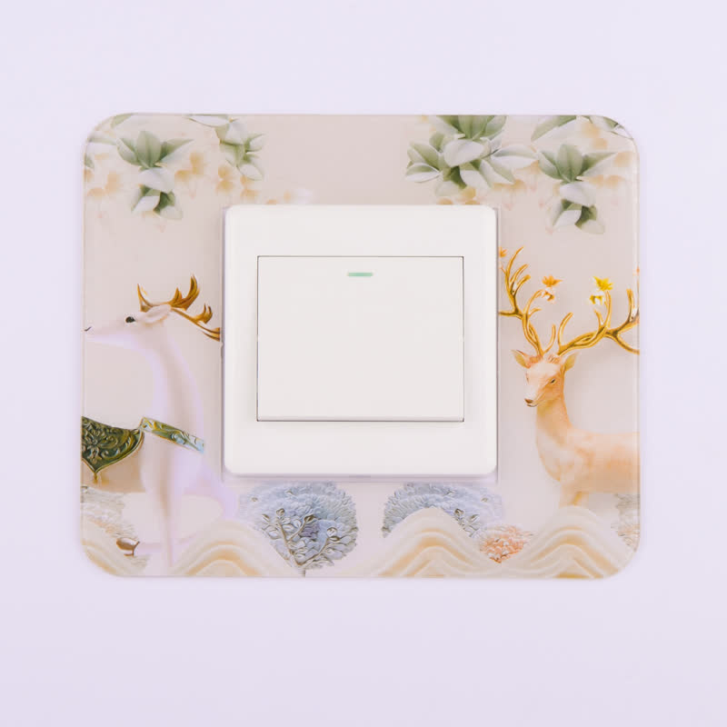 Pegatinas acrílicas para interruptor de enchufe, pegatinas de pared de estilo chino múltiple, decoración del hogar, sala de estar, placa de cubierta de interruptor de luz: I