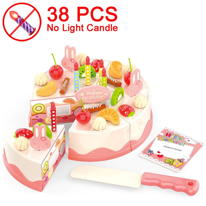 Geburtstag Kuchen Spielzeug DIY 37-83Stck Küche einstellen Lebensmittel Jungen Mädchen vorgeben Spielen Obst Schneiden Für Baby Kind Spielset Pädagogisches Spielzeug: 38Stck Karte