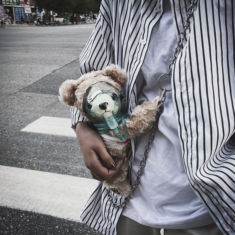 Harajuku streetwear minilaukut naisten olkalaukku rento halloween hautajaiset tumma verinen tuuletin vammainen karhu nukke bundy tyyli