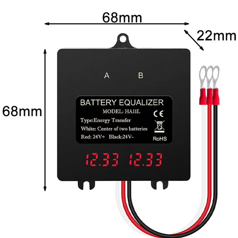 Batterie-Equalizer, intelligenter Batterie-Balancer für Blei-Säure-Lithium-Batterien, 24 V, digitales 2 x 12 V Elektrowerkzeug