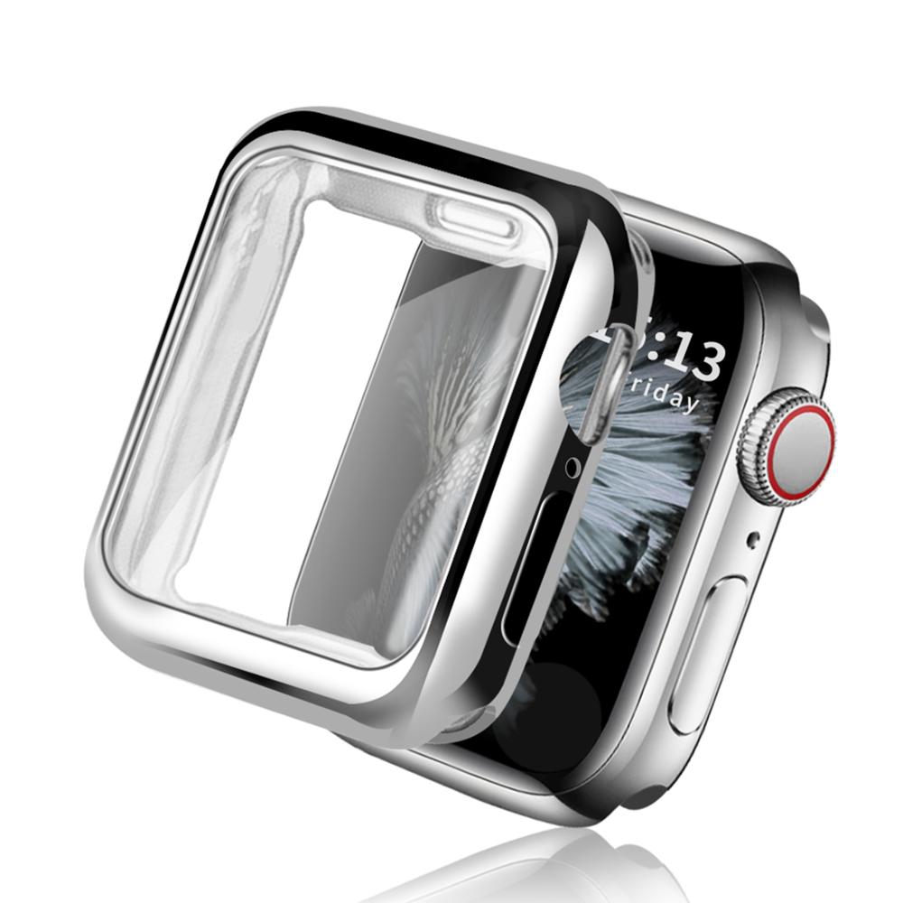360 slankt urcover til apple watch case serie 5 4 3 2 1 42mm 38mm blød klar tpu skærmbeskytter til iwatch 44mm 40mm: Sølv / Serie 123 38mm