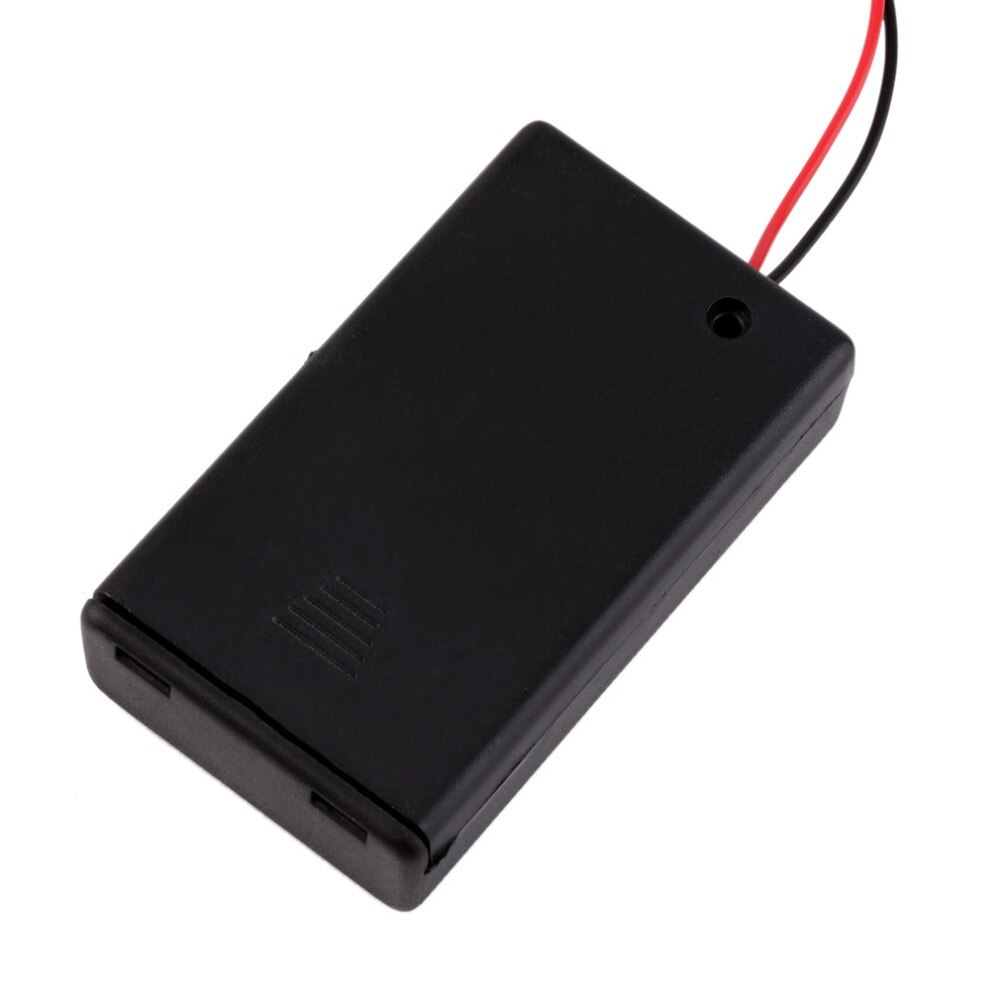 3 x AAA Battery Storage Cover Box Plastic Case Holder with ON/OFF Switch & Wire Leads for 3 pcs AAA Batteries Black