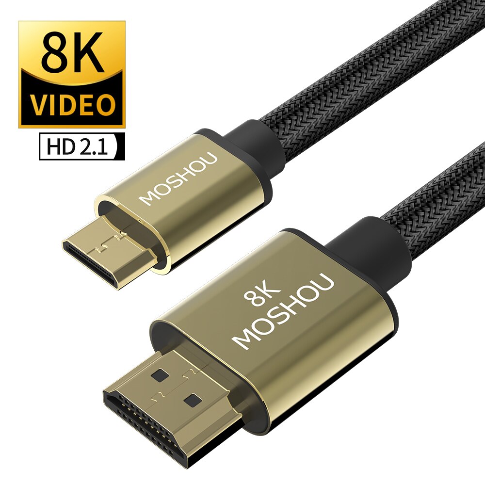 8k mini hdmi-kompatibel till hdmi-kompatibel kabel hdmi-kompatibel 2.1 kabelstöd 8k @ 60hz 4k @ 120hz 48 gbps earc hdr 10 hdcp 2.2