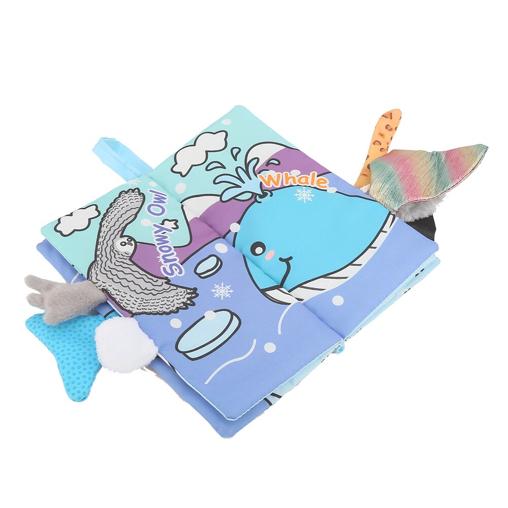 0-2 y frühfördernde lernhilfen babybuch frühpädagogik aktivität #39 tier- und schwanzbuch (blauer gletscher) weiches stoffmaterial