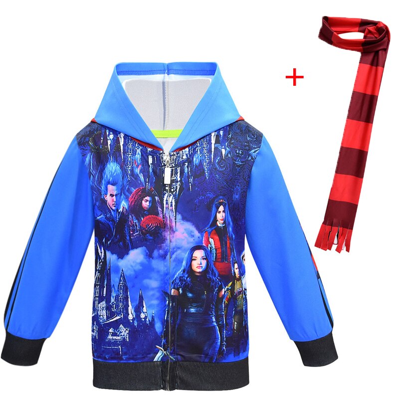 De Afstammelingen 3 Jongens Jassen Kids Hoodies Lente En Herfst Casual Meisjes Jassen Mal 'S Hooded Vest Sweatshirts Kleding + sjaal