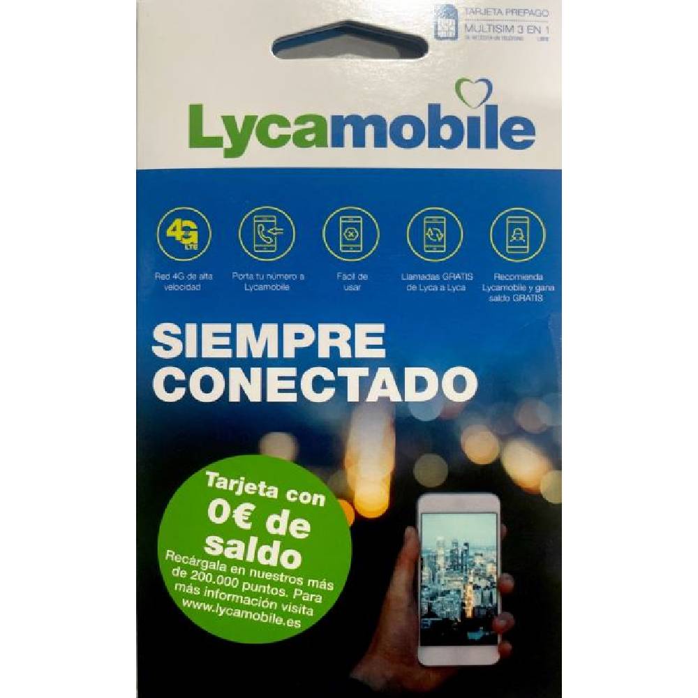 Tarjeta Sim Prepago Lycamobil con 0€ de Saldo, tarjeta sim micro nano de prepago, activación con tus datos.