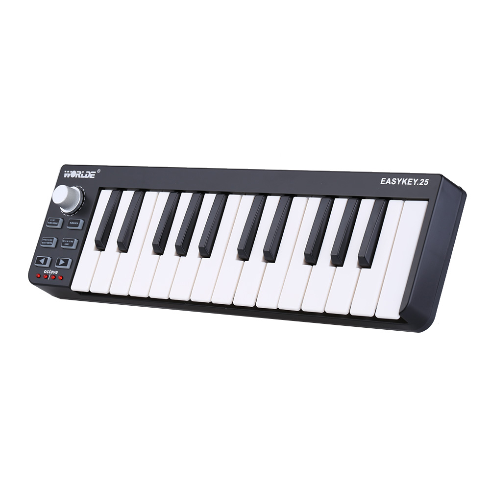 Worlde teclado MIDI del controlador MIDI y de tambor almohadilla MINI 25-clave Ultra-portátil USB MIDI controlador de teclado teclados de Piano