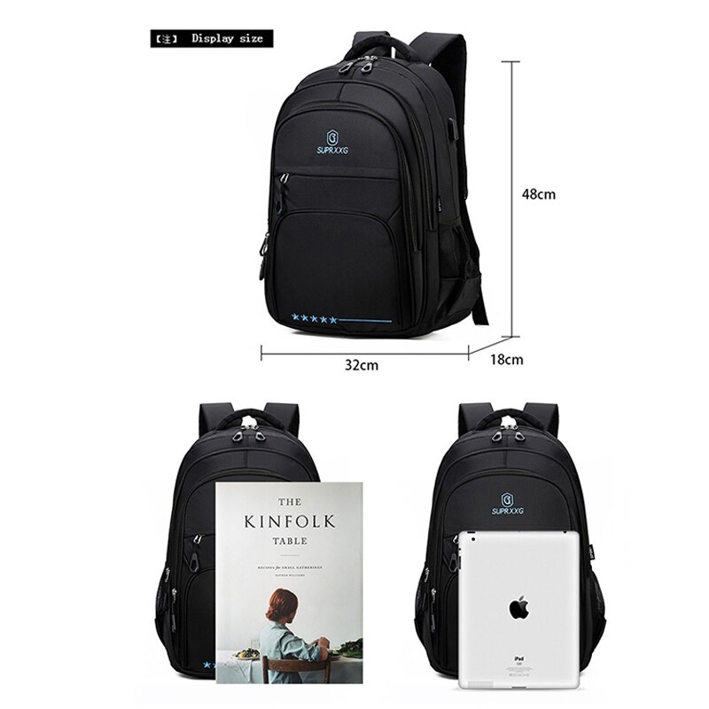 Mochila de gran capacidad de nailon para hombre, mochila resistente al agua para estudiantes universitarios, mochila de instituto, mochila para ordenador portátil de 15,6 pulgadas, Usb
