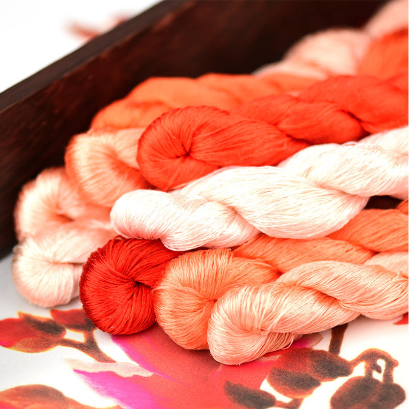 silk embroidery thread / 100% silk thread /hand embroidery embroider cross stitch/orange series/9 pure colors