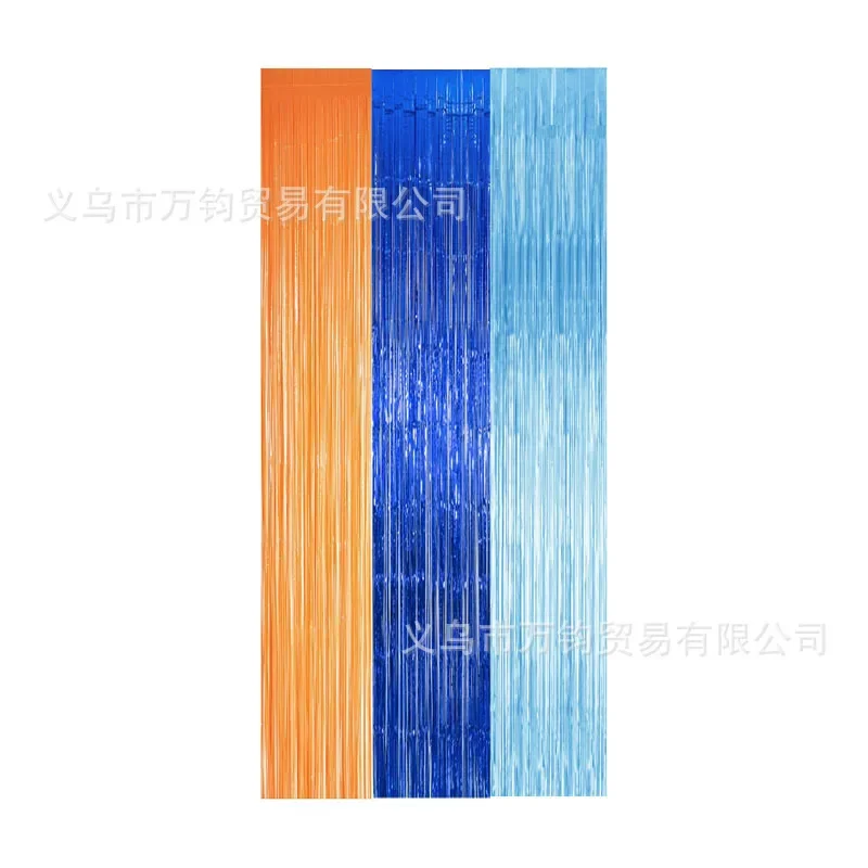 Cortinas con flecos de aluminio para perro, suministros para de cumpleaños, telón de fondo para tema de sirena bajo el mar, decoración de de revelación de género, color naranja y azul: Default Title