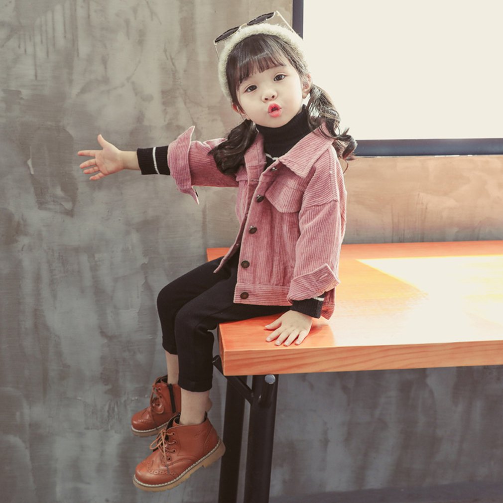 Corduroy Girls Single Layer Jacket Autumn And Winter Wear Children's Winter Warm Clothes Casual Compact Cute Clothes